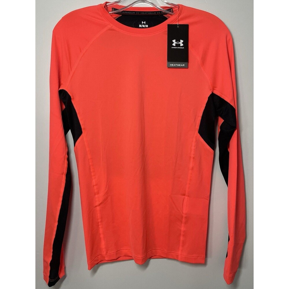 Under Armour HeatGear Compression Long Sleeve Shirt Men’s M Orange/Black 1383330